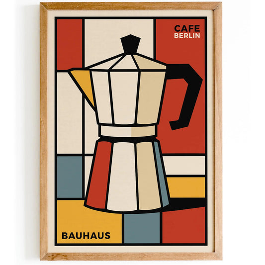 Bauhaus Cafe Berlin Poster - Retro Geometric Wall Art