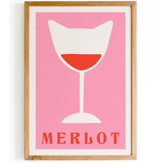 Pink Merlot Mid Century Modern Print