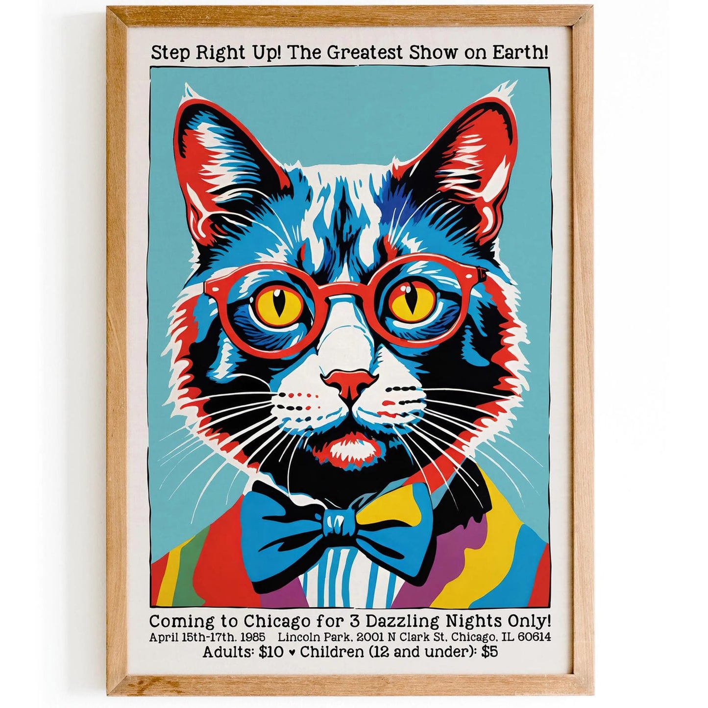 Vintage Circus Cat Print Chicago 1985