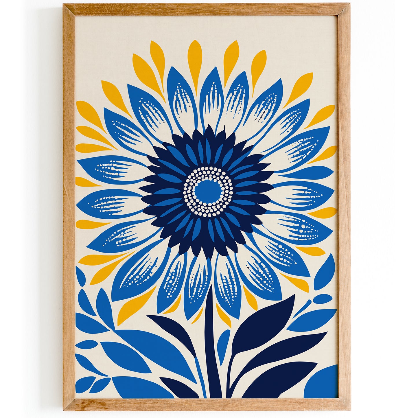 Blue Sunflower Cute Art Print