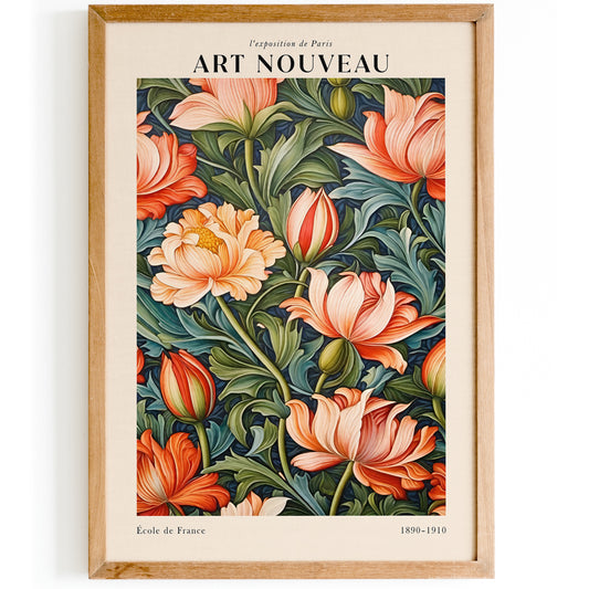 Vintage Art Nouveau Floral Poster