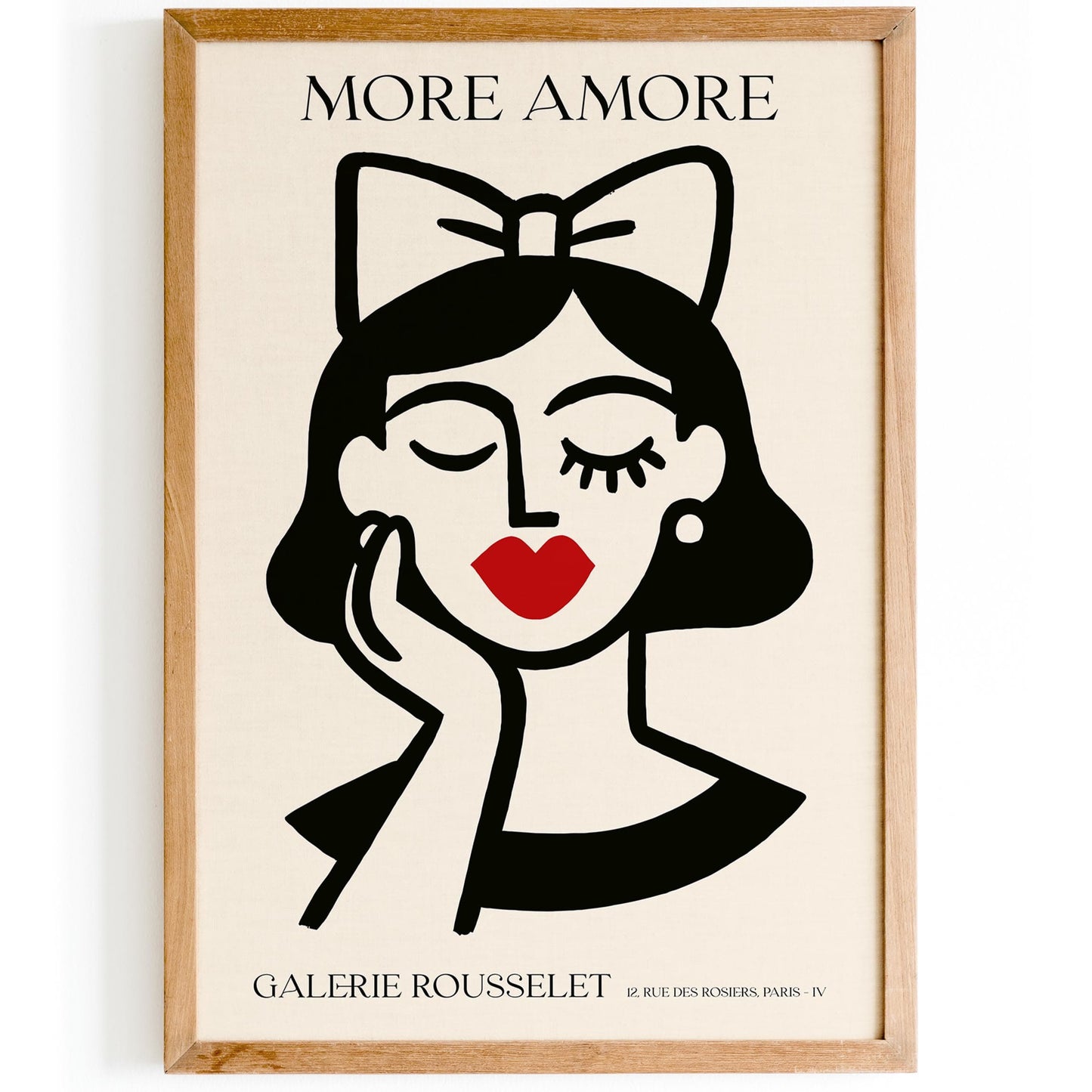 More Amore - Cute Girl Red Lips French Wall Art Print
