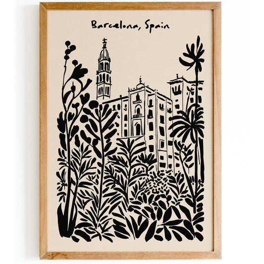 Barcelona Spain Travel Sketch Poster