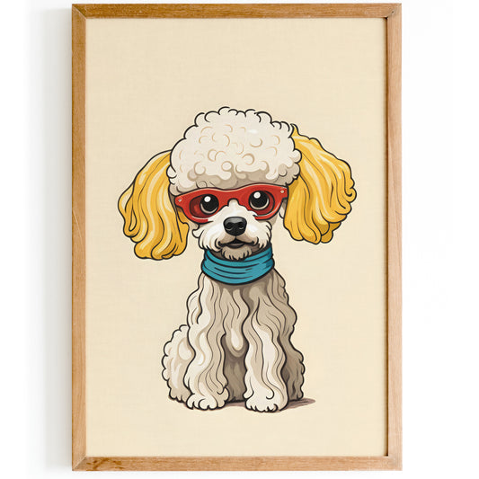 Funny Little Poodle Dog Art Kids Room Decor