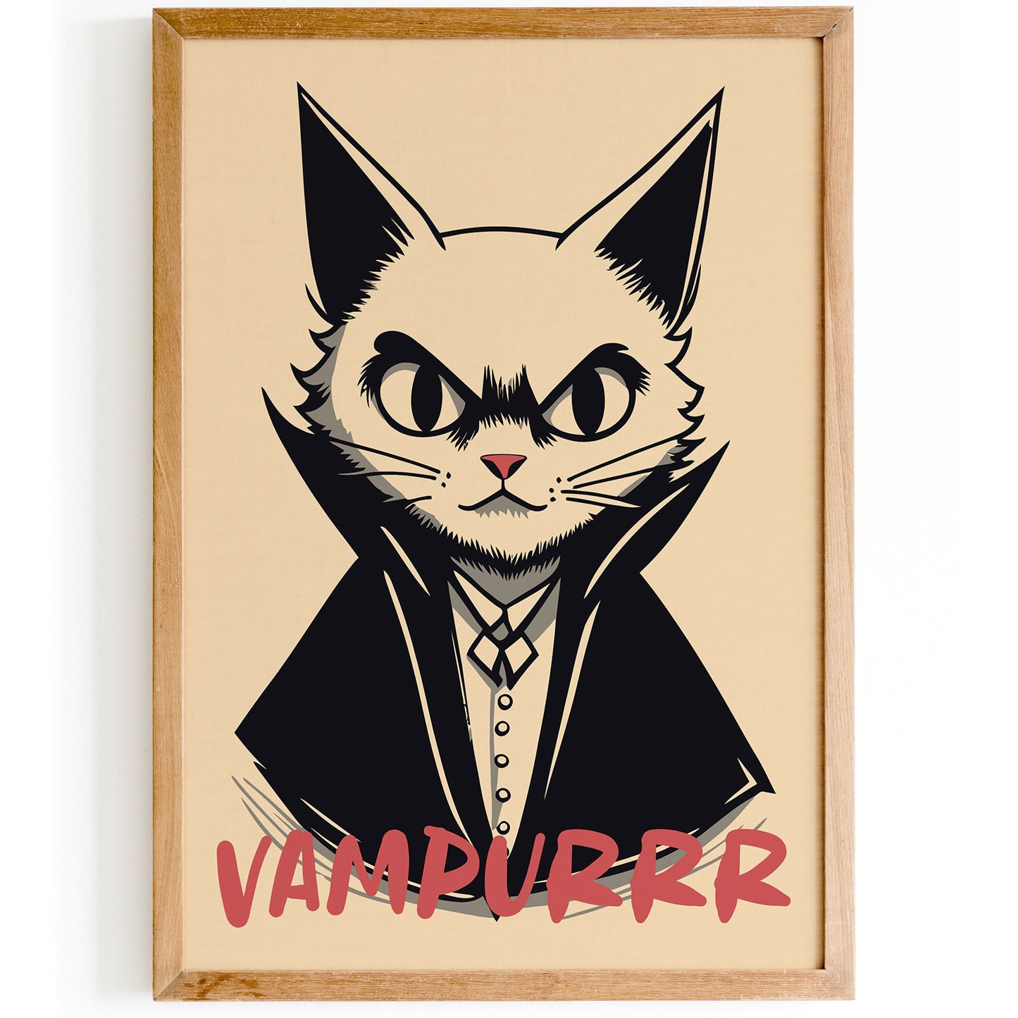 Funny Cat Vampuur Halloween Art Print