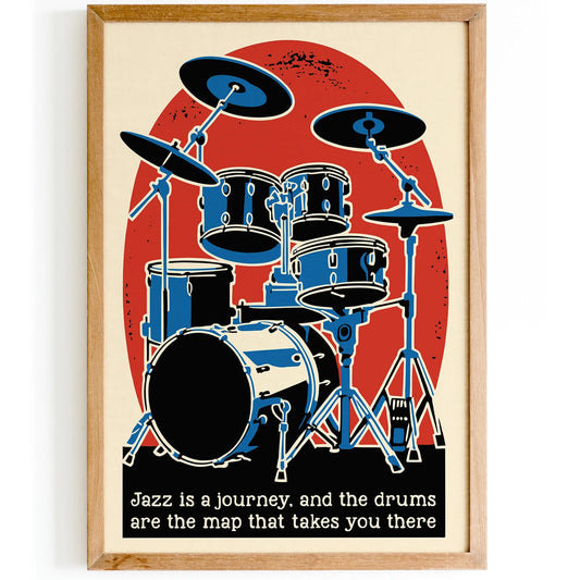 Retro Drum Set Wall Art Poster