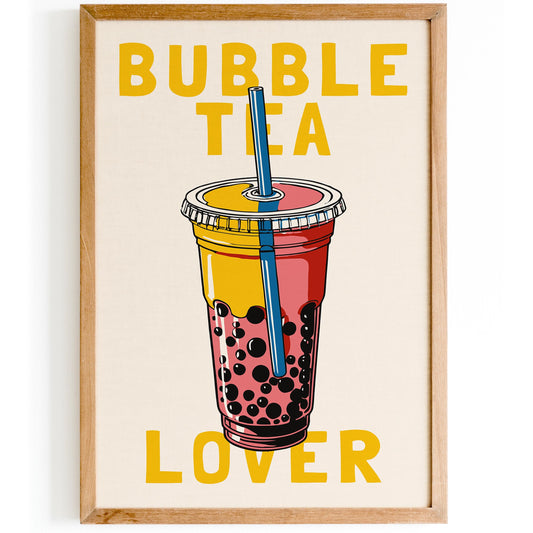 Pink Bubble Tea Wall Art