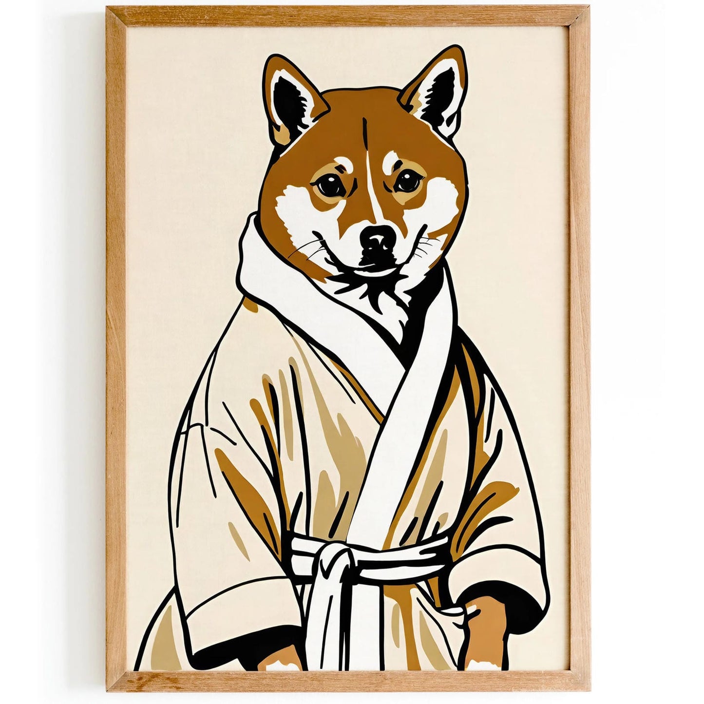 Shiba Dog Bathrobe Art Print