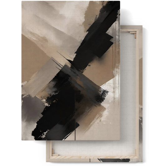 Harmony in Shades: Black & Beige Canvas Art