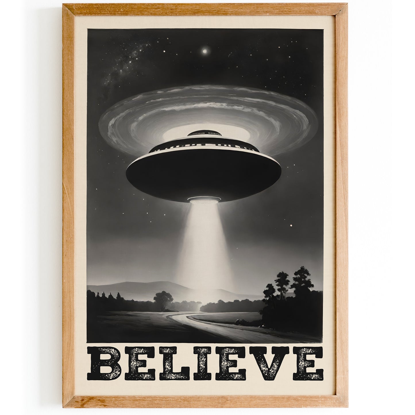 BELIEVE - Retro UFO Poster