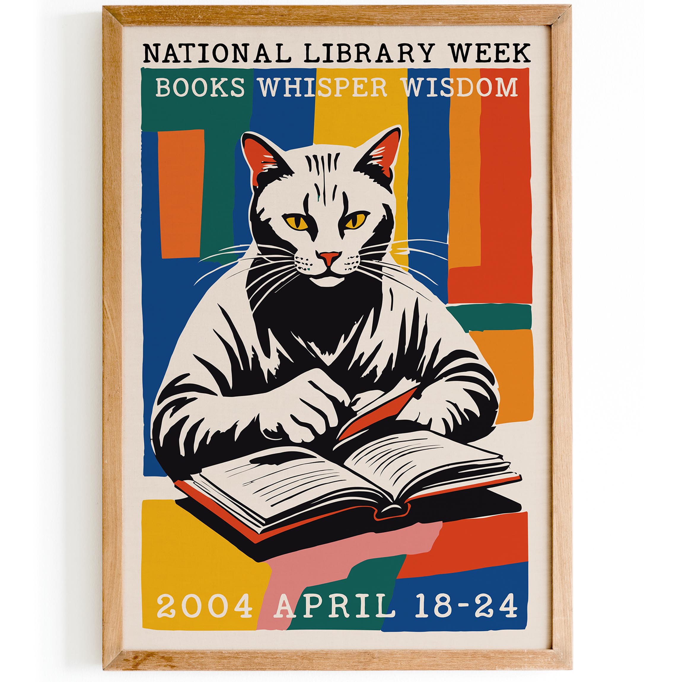 Library Cat Reading Poster – HypeSheriff Europe