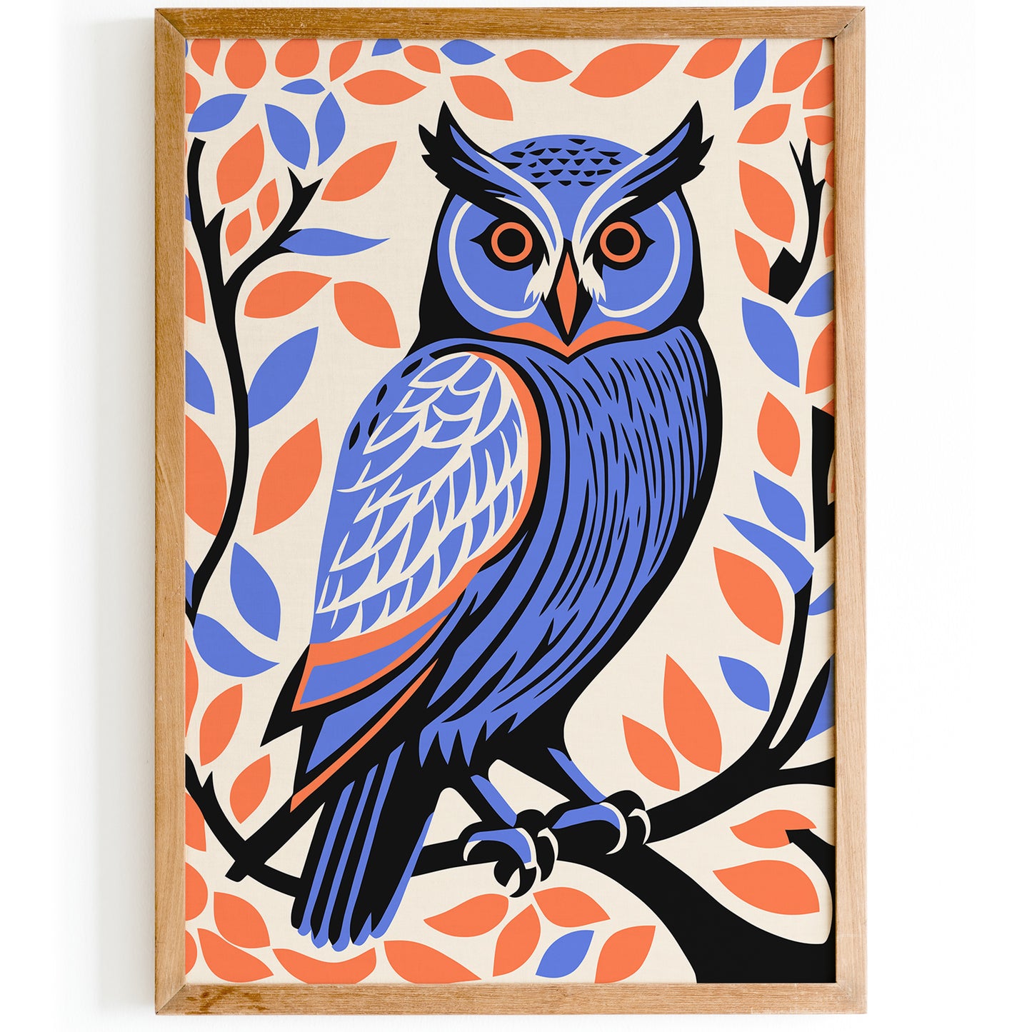 Cute Owl Bird in Purple and Orange Colors Art Print