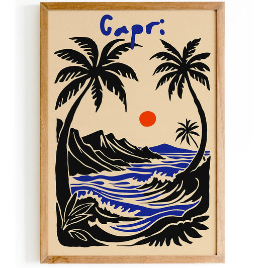 Capri Tropical Landscape Wall Art Print