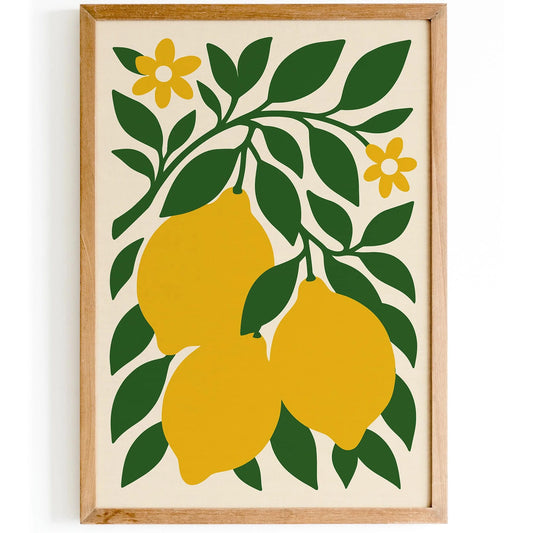 Yellow Lemons Poster Italian Kitchen Wall Decor