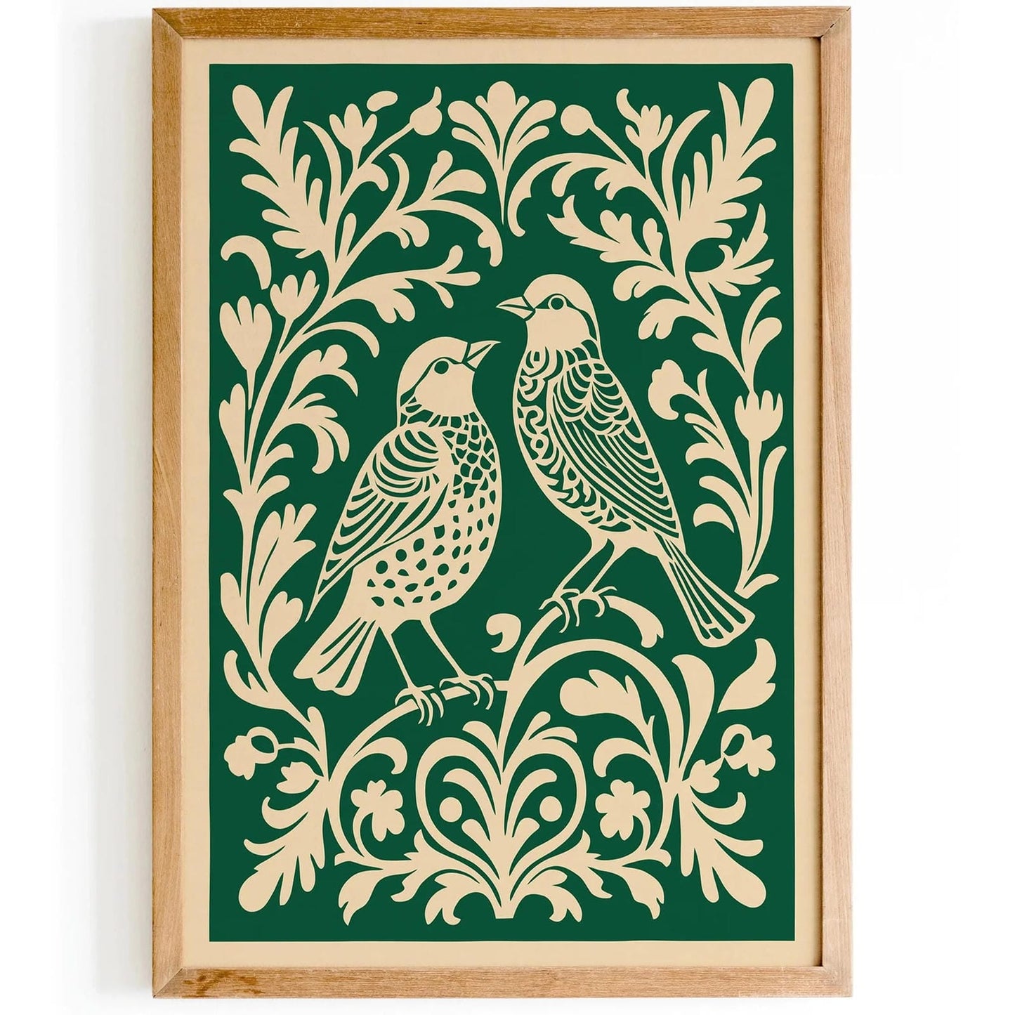 Green Birds Poster Victorian Style Home Decor