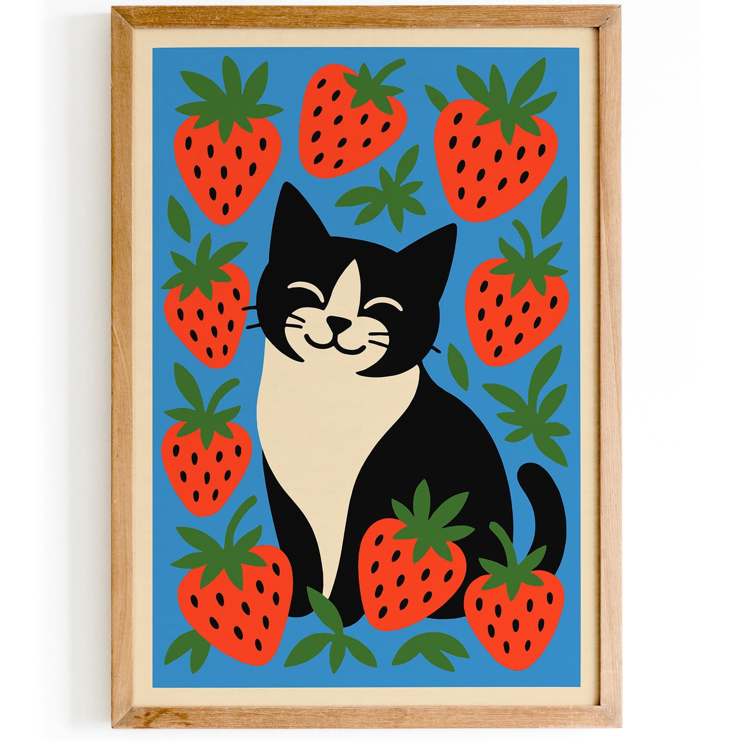 Cat in Strawberries Poster