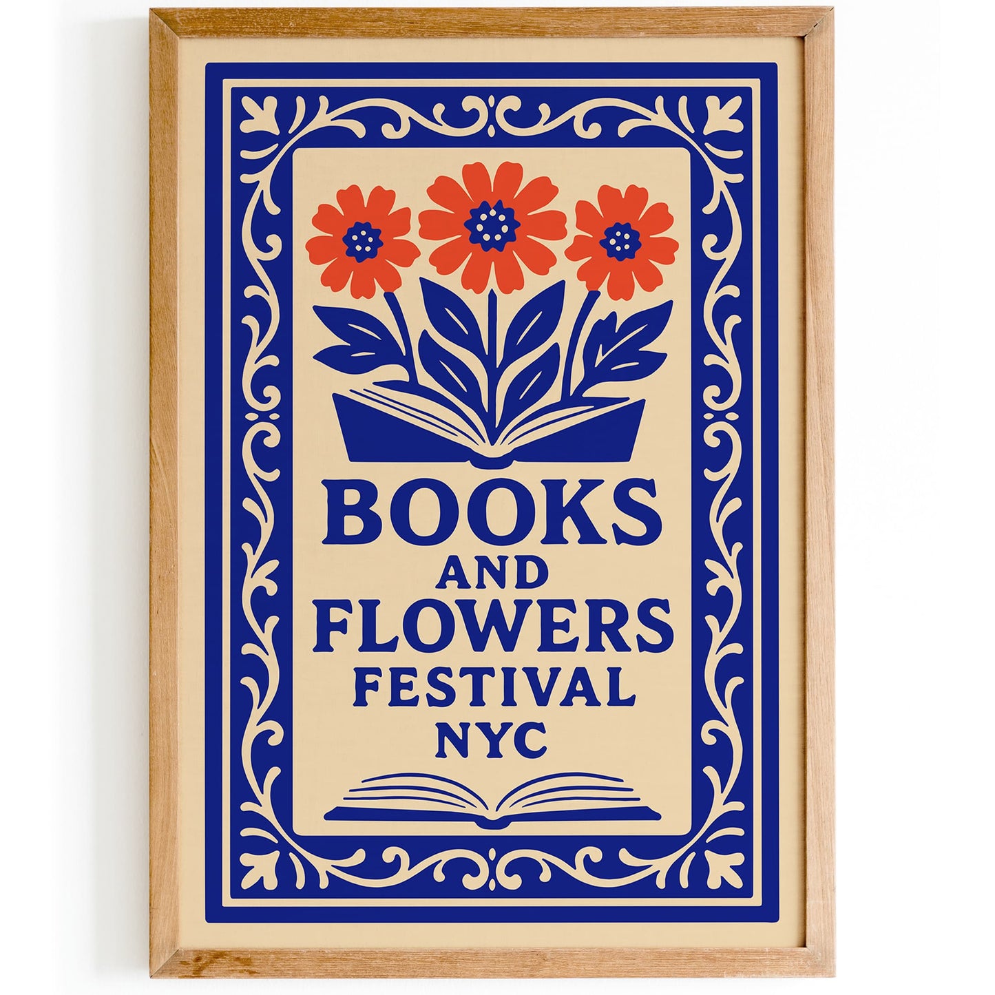 Book & Flowers Festival NYC Poster - Literary Wall Art