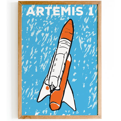 Artemis 1 Blue Art Print - Kids Room Decor