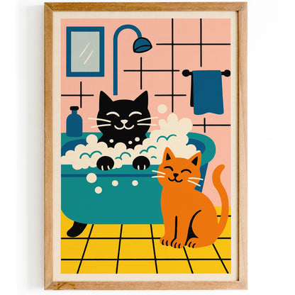 Cats Bathing Time Poster
