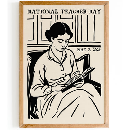 National Teacher Day Retro Poster