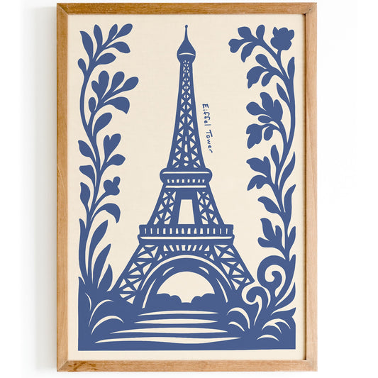 Eiffel Tower Blue Paris Art Print