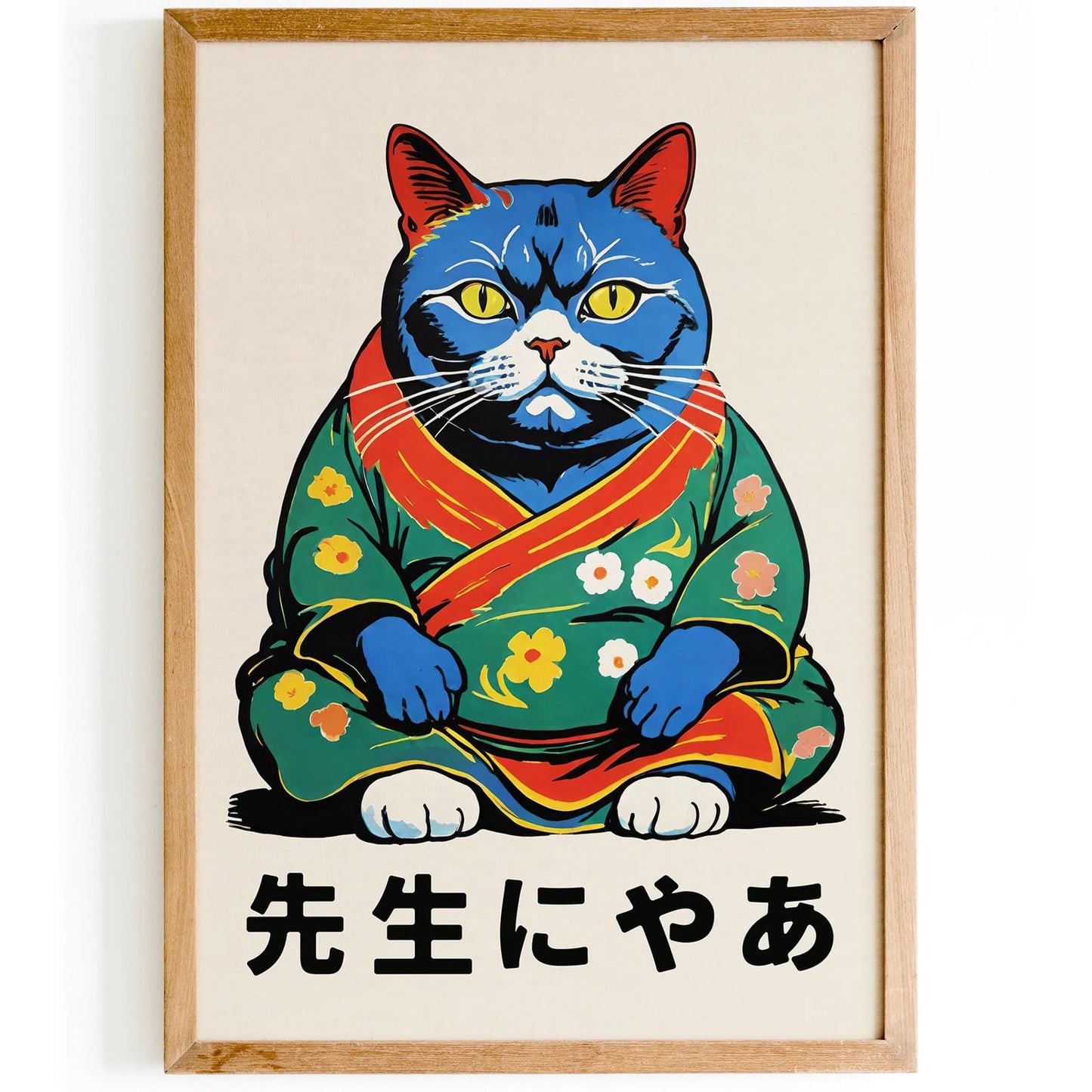 Japanese Kimono Cat Poster
