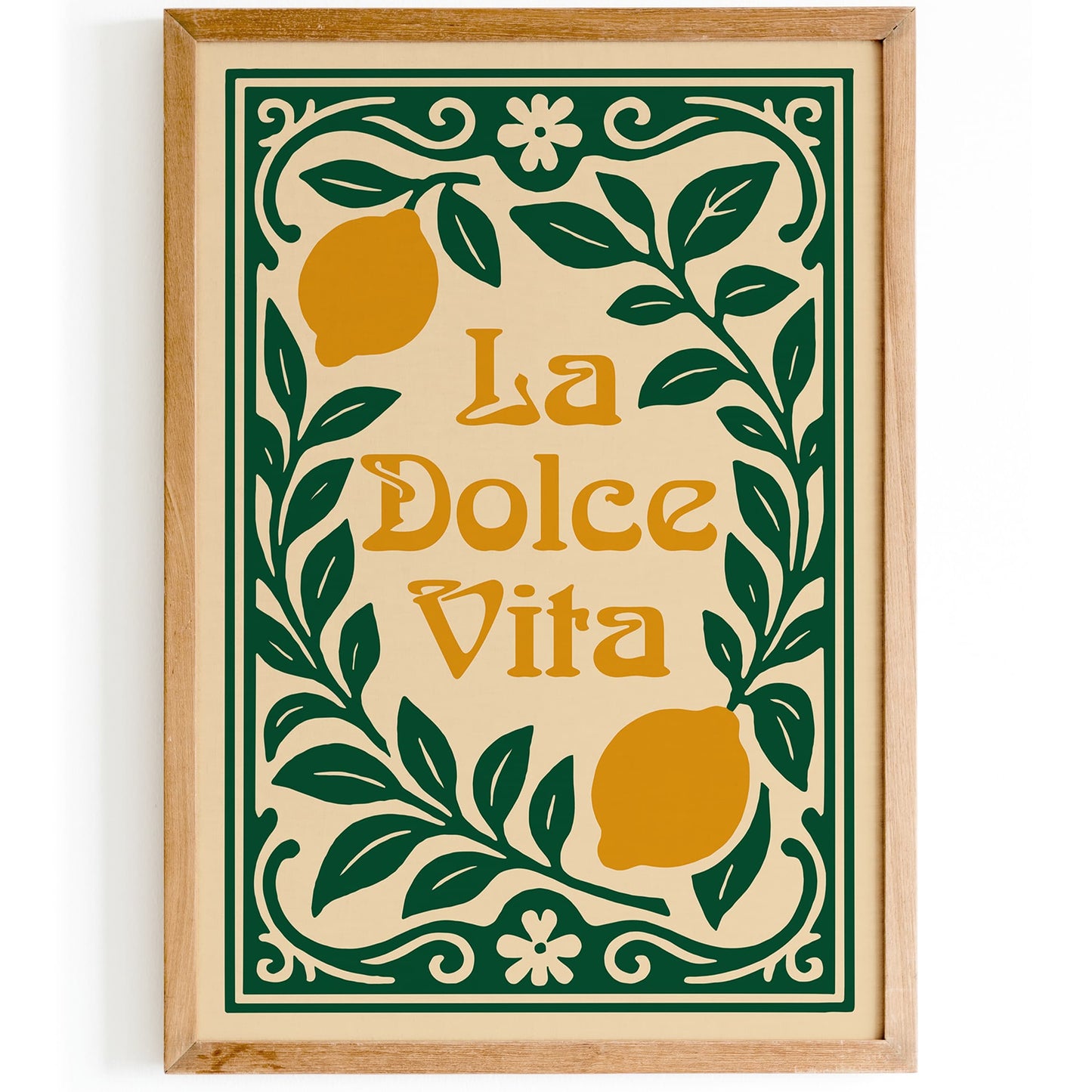 La Dolce Vita Quote Print - Yellow Lemons Wall Art