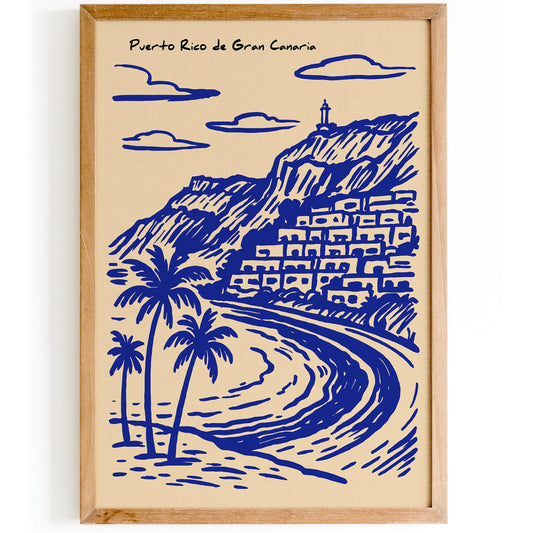 Puerto Rico de Gran Canaria Blue Travel Poster