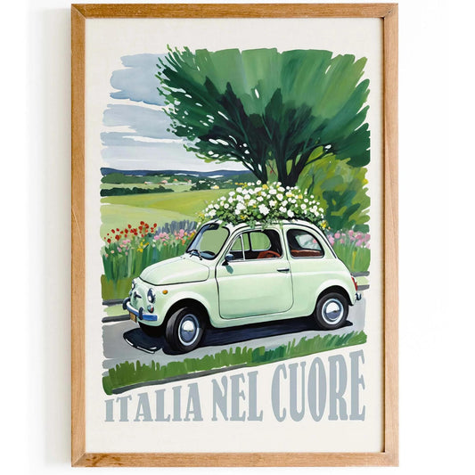 Italia Countryside Car Poster Print