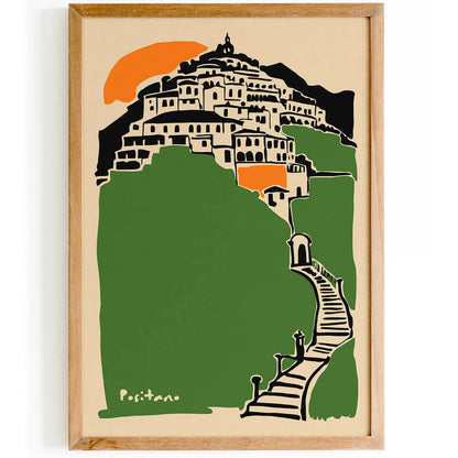Positano Cityscape Green Art Print