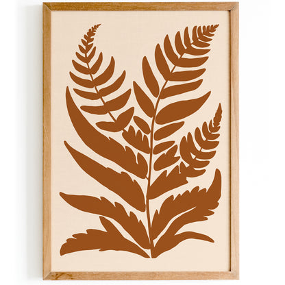 Farmhouse Decor Brown Fern Leaf Print