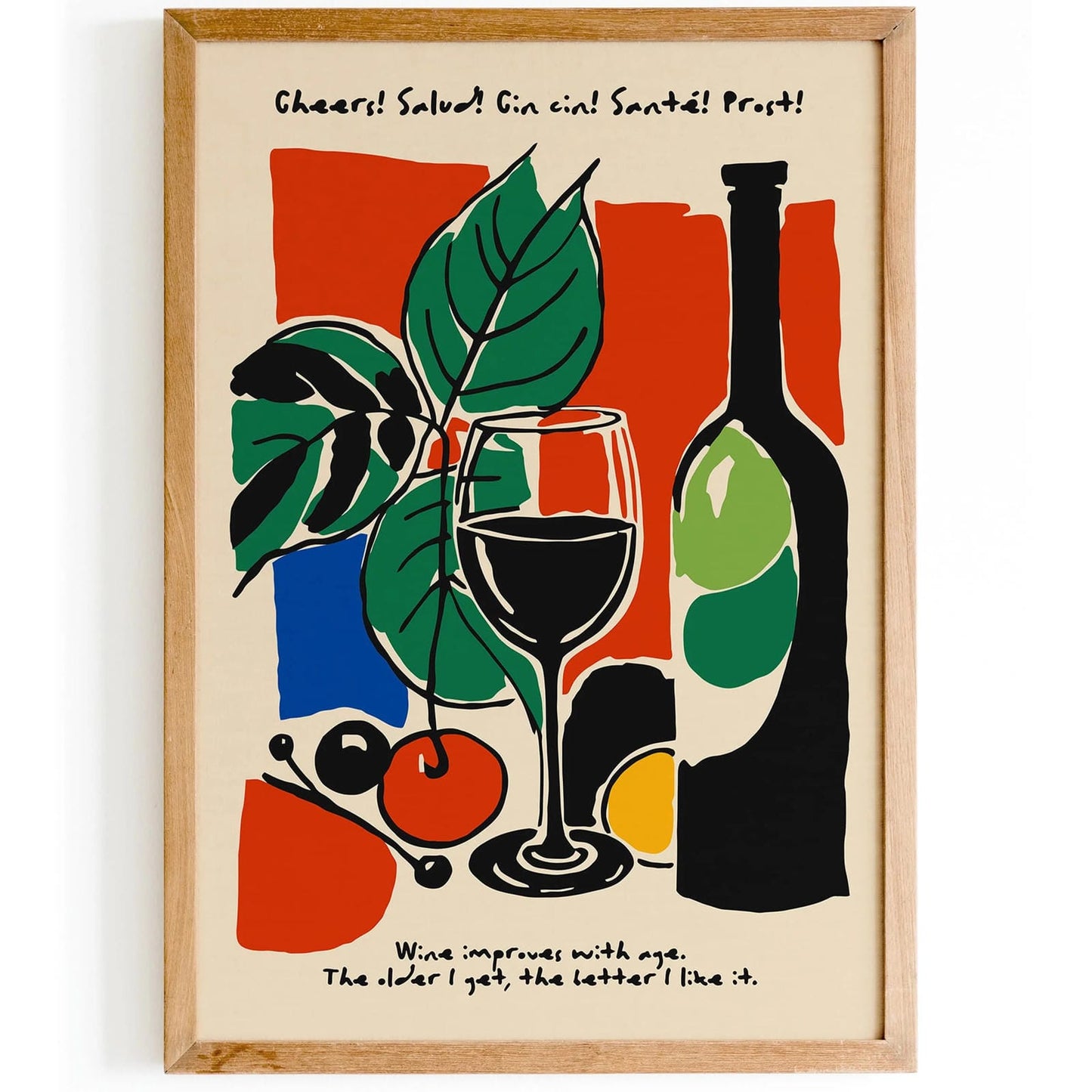 Kitchen Wall Decor, Wine Lovers Gift Idea Art Print