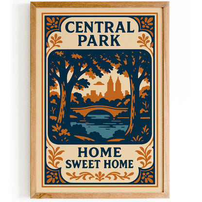 Central Park NYC Poster - Home Sweet Home Quote Art