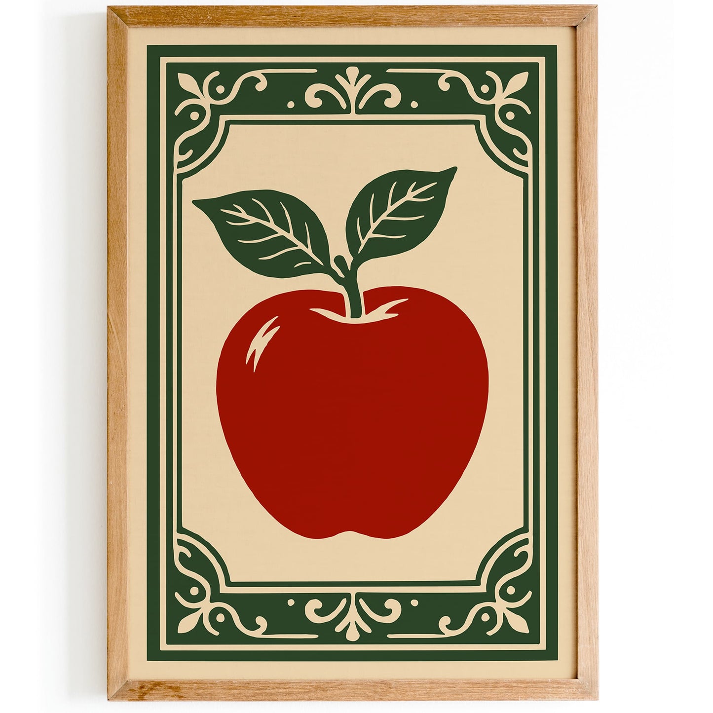 Red Apple Poster - Rococo Style Kitchen Wall Decor