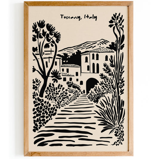 Tuscany, Italy Black Ink Art Print 2024