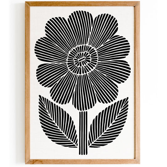 Black & White Big Abstract Flower Poster