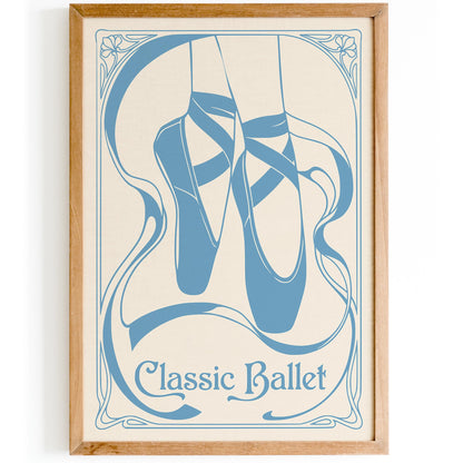 Blue Pointe Shoes Ballet Poster
