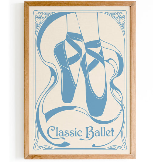 Blue Pointe Shoes Ballet Poster