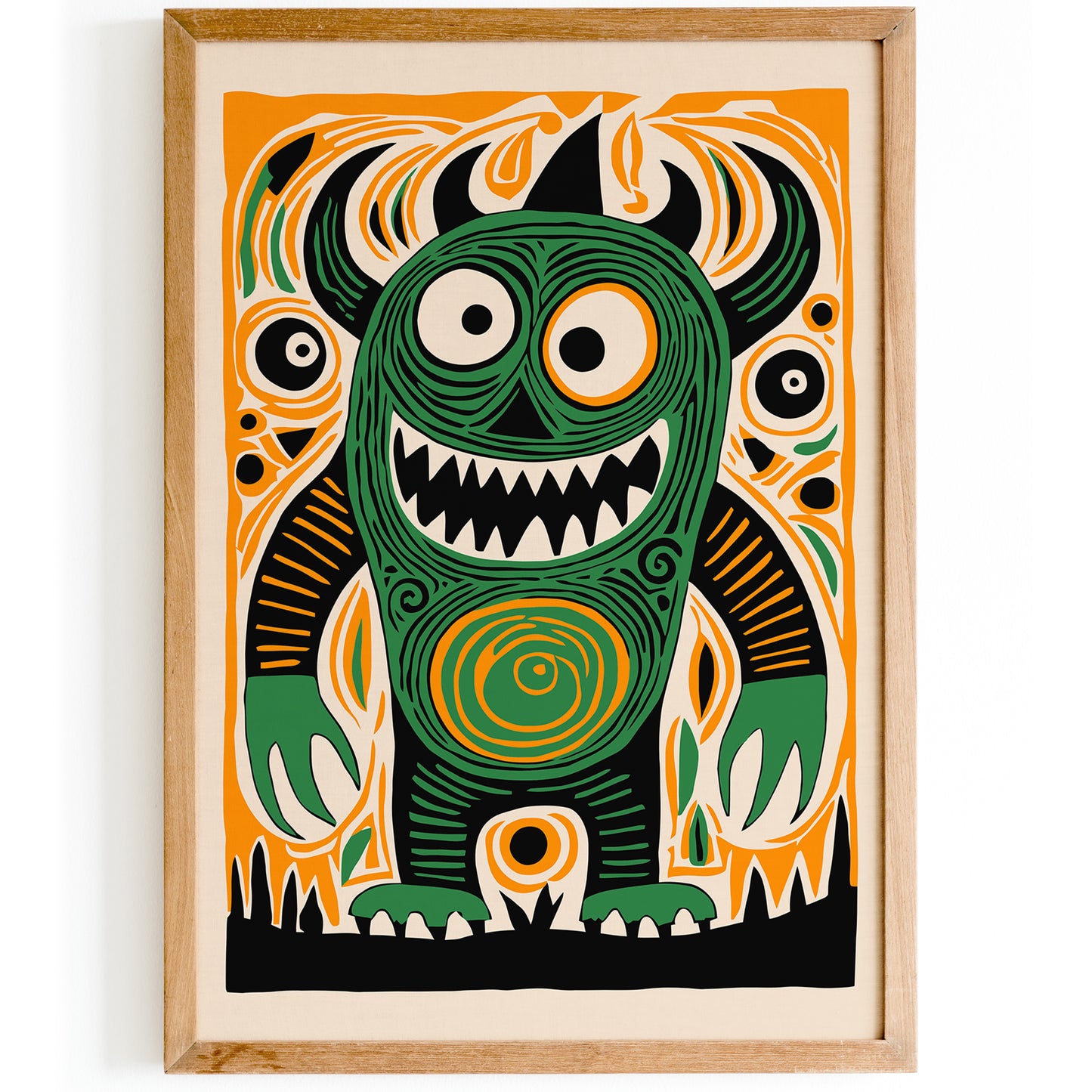 Crazy Green Monster Halloween Vibes Art Print