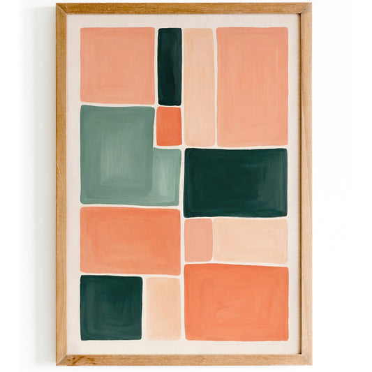 Geometric Peach Colorblocks Art Print