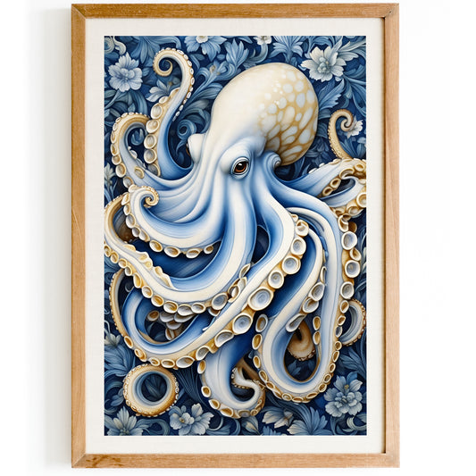 Blue Octopus Nautical Wall Art