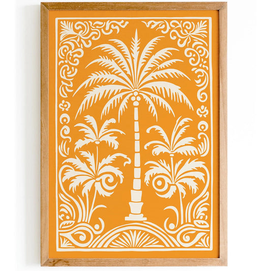 Warm Yellow Palm Tree Nature Wall Art Print