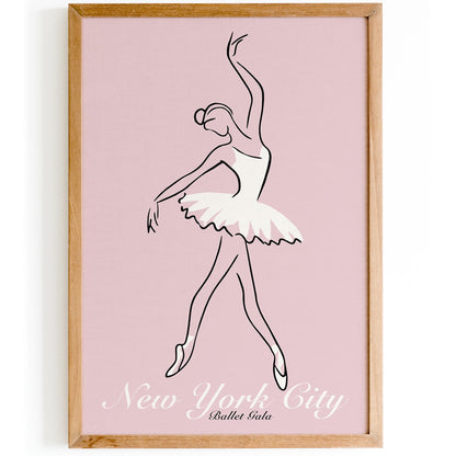 New York City Ballet Gala Poster - Pink Ballerina Wall Art