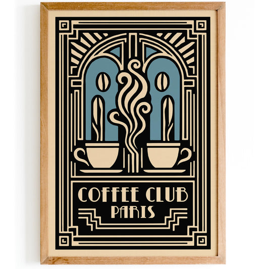 Coffee Club Paris Poster - Art Deco Cafe Wall Decoration