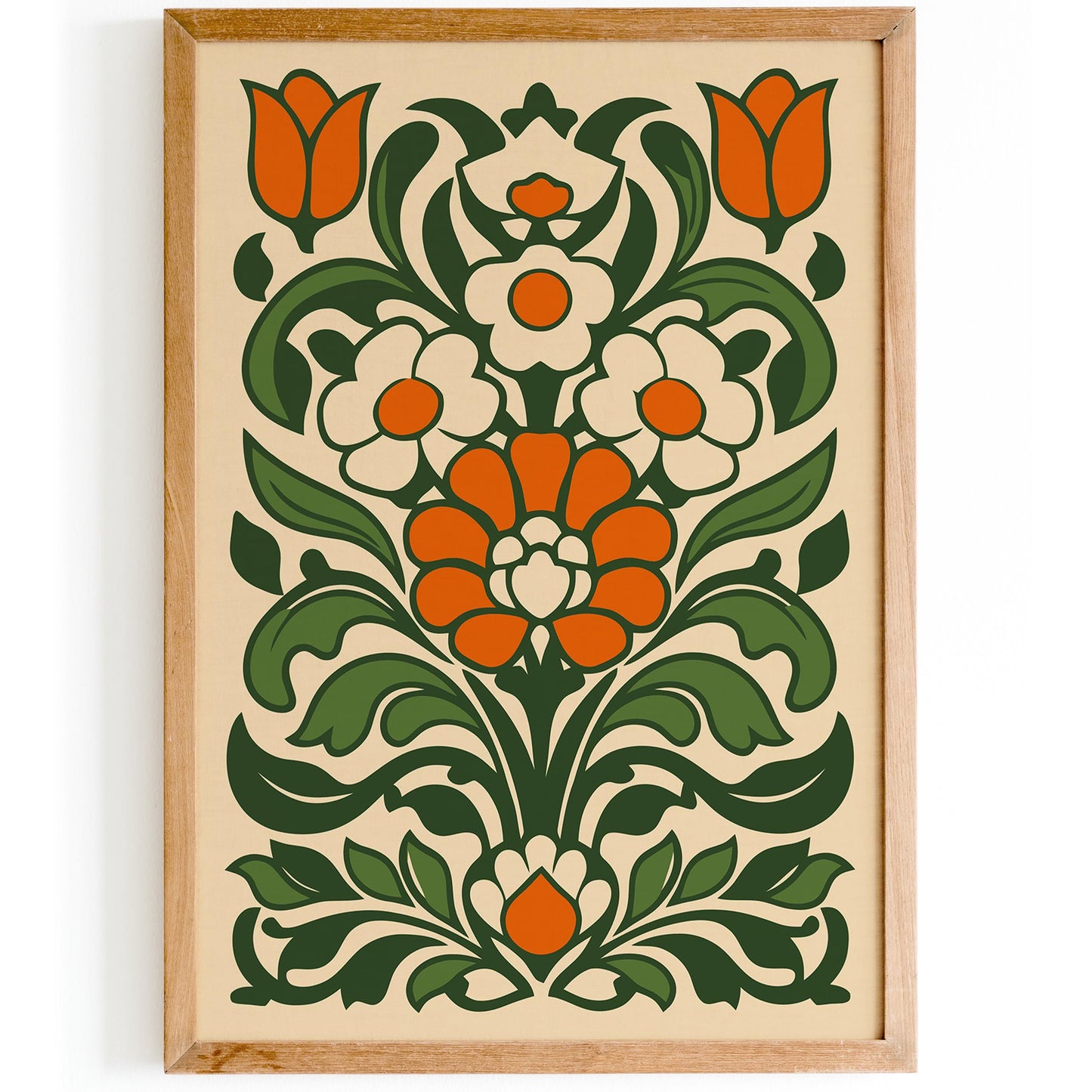 Folk Retro Flowers Print