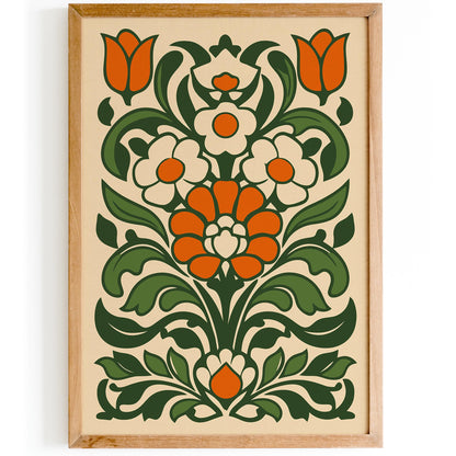 Folk Retro Flowers Print