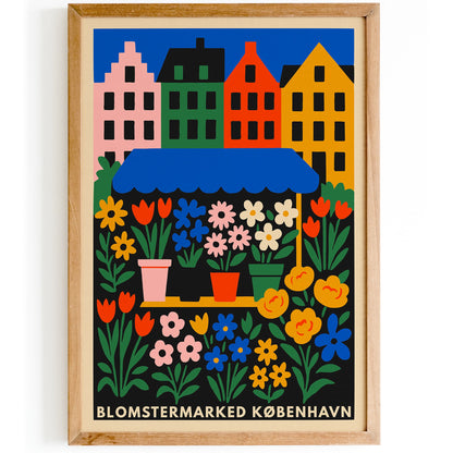 Copenhagen Flower Market Colorful Poster