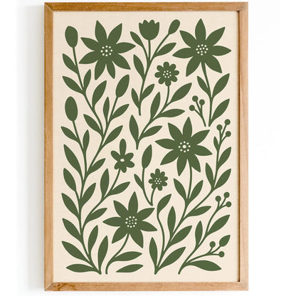 Green Scandinavian Botanical Art Print