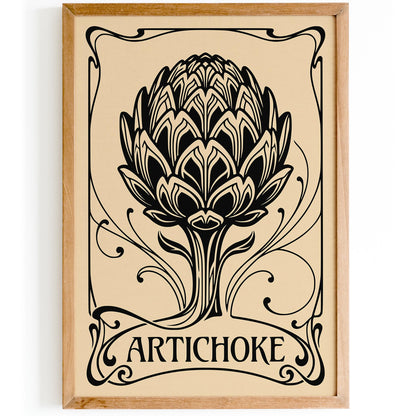 Black Vintage Artichoke Poster