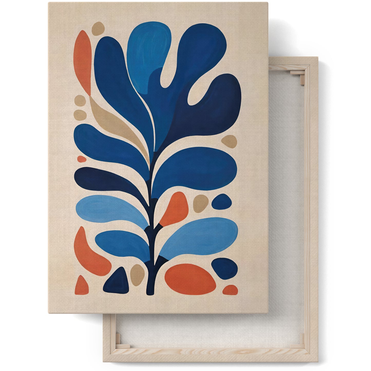 Modern Abstract Blue Leaf Canvas Print